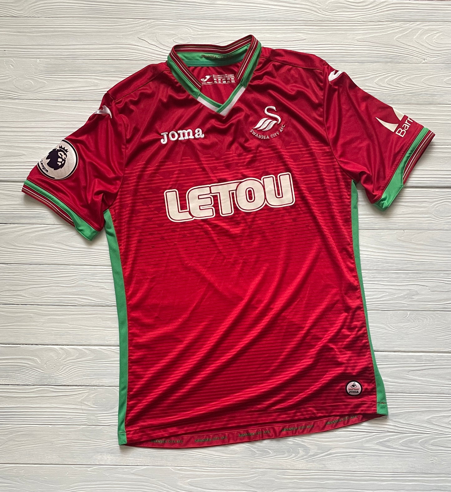 SWANSEA CITY AWAY SHIRT 2017/2018 JERSEY RED SZ XL